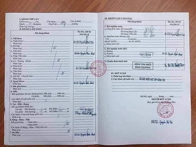 giấy khám sức khỏe củng cố hồ sơ